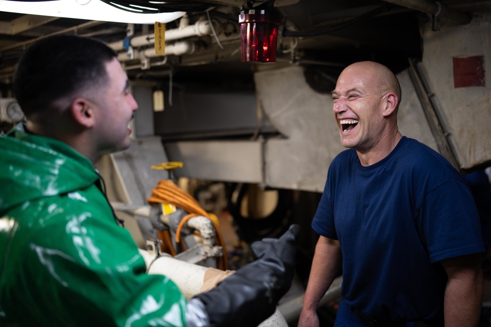 Coast Guard Cutter Polar Star’s (WAGB 10) engineers hard at work