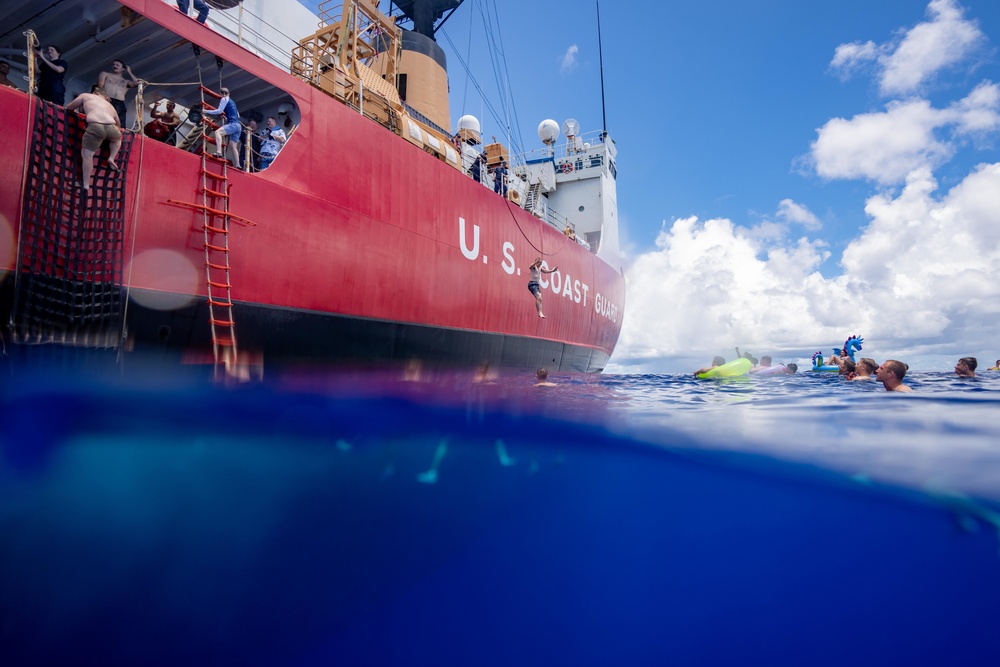 Coast Guard Cutter Polar Star (WAGB 10) has swim call near the equator