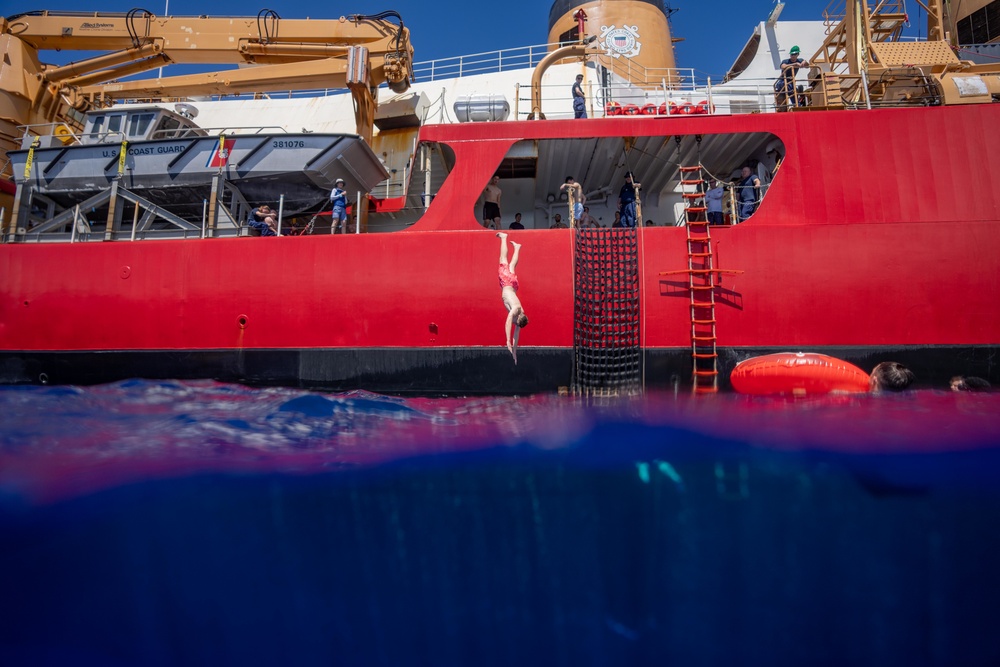 Coast Guard Cutter Polar Star (WAGB 10) has swim call near the equator