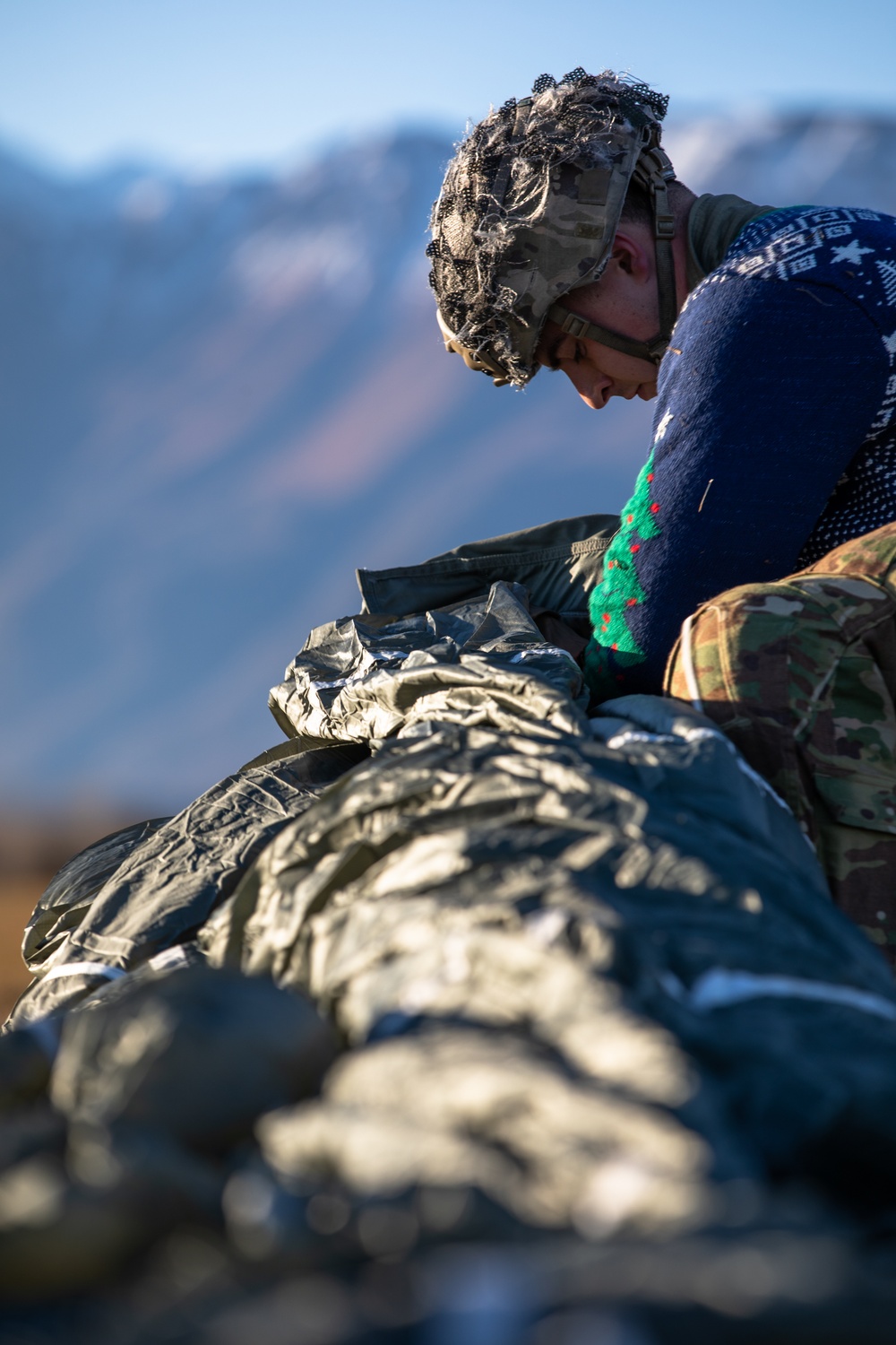 54th Brigade Engineer Battalion organized an Ugly Holiday Sweater jump at Aviano Air Base