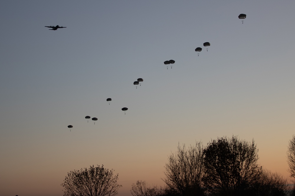 54th Brigade Engineer Battalion organized an Ugly Holiday Sweater jump at Aviano Air Base