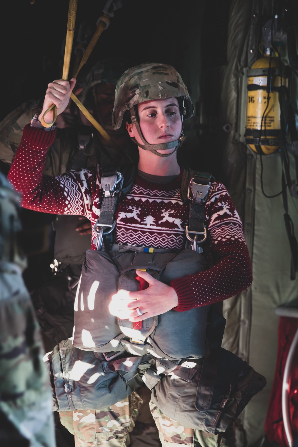 The 54th Brigade Engineer Battalion organized the Ugly Holiday Sweater jump