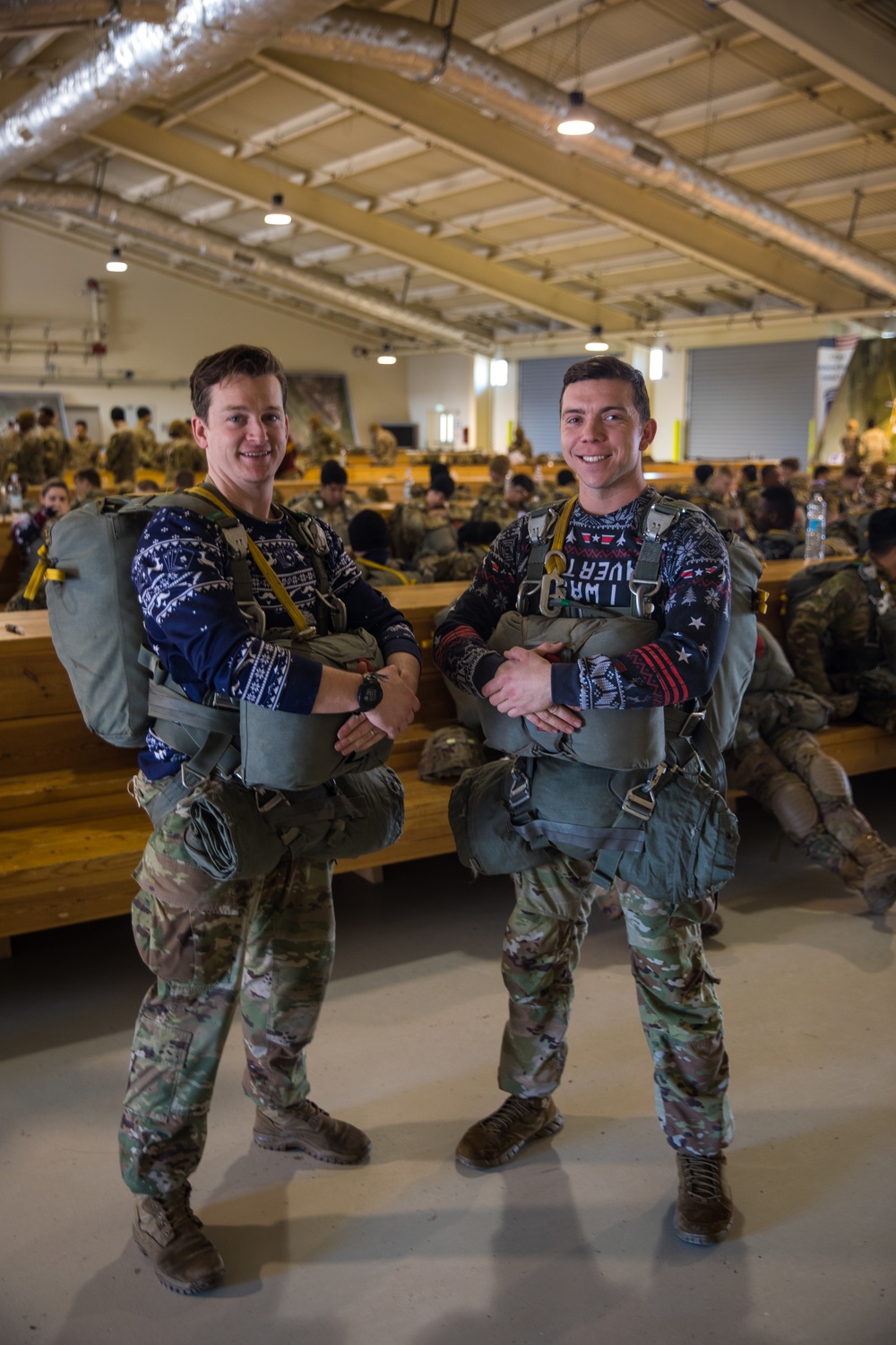 The 54th Brigade Engineer Battalion organized a Ugly Holiday Sweater jump