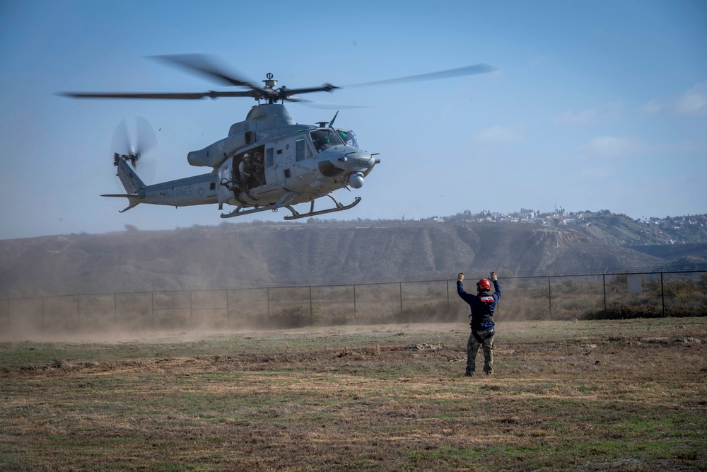 HSC-3's SARMM Trains With USMC Counterparts From MAG-39 During Steel Knight