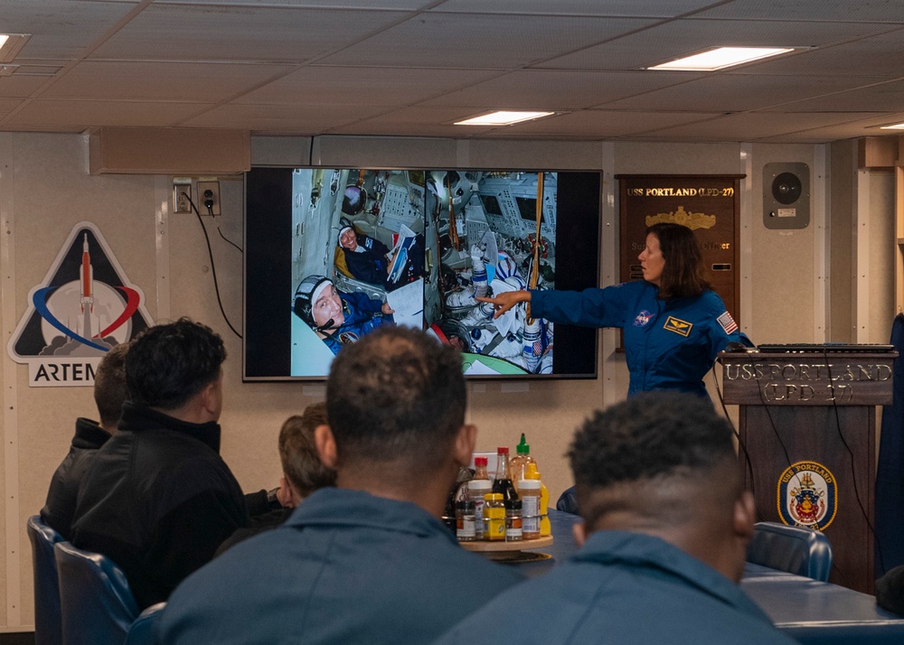 NASA Astronaut Shares Her Journey through Space with Sailors