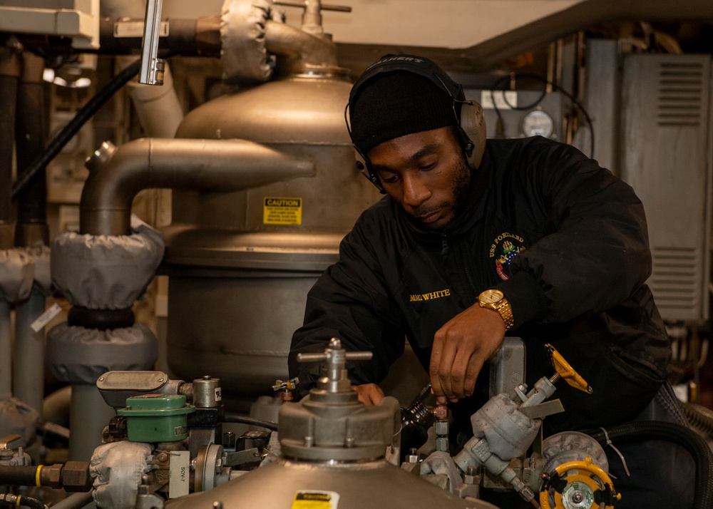 Portland Sailors conduct daily  ship ops in support of Artemis mission