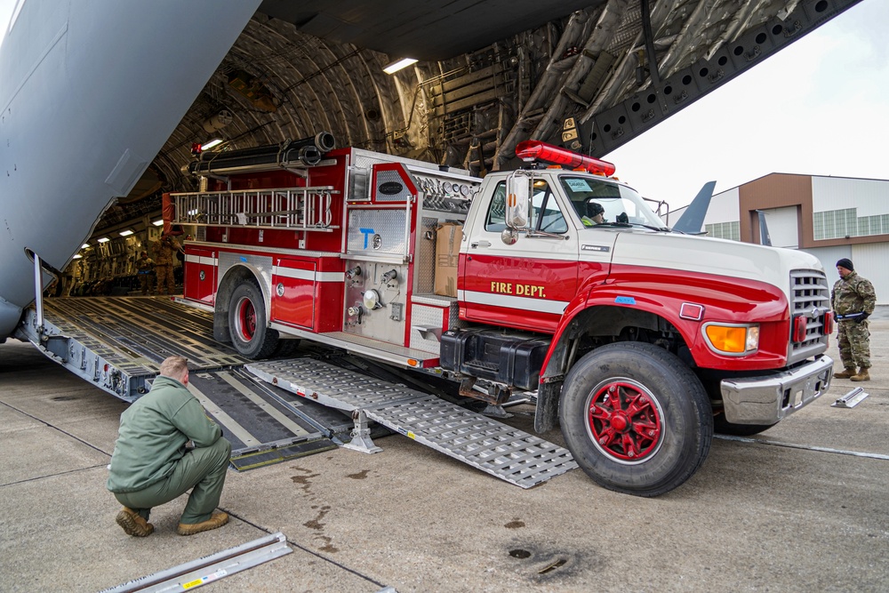 Firetruck loaded onto C-17