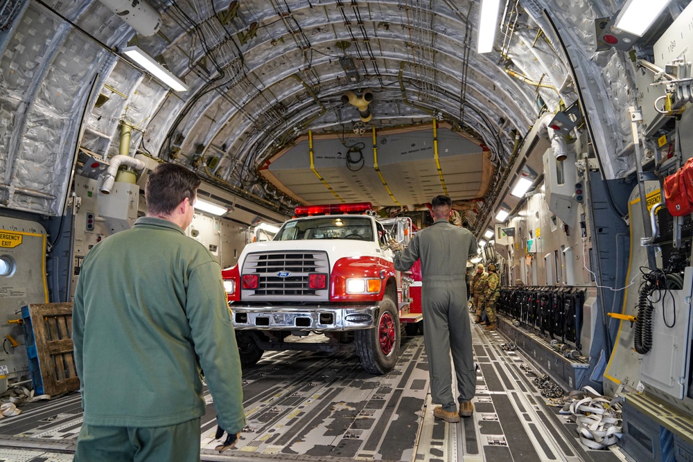 Firetruck being loaded onto a C-17