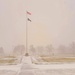 Fresh snow and the American Flag at Fort McCoy