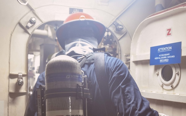 USS The Sullivans conduct general quarters training