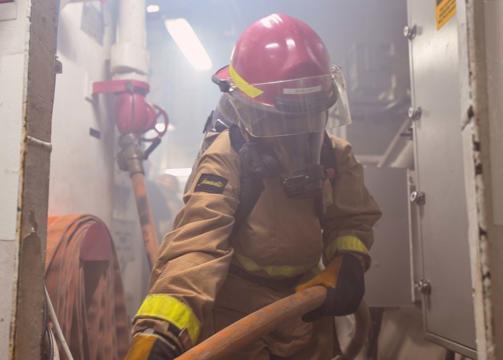 USS The Sullivans conduct general quarters training