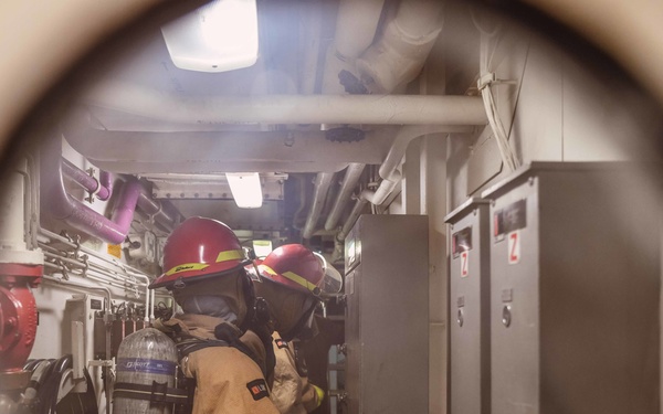 USS The Sullivans conduct general quarters training