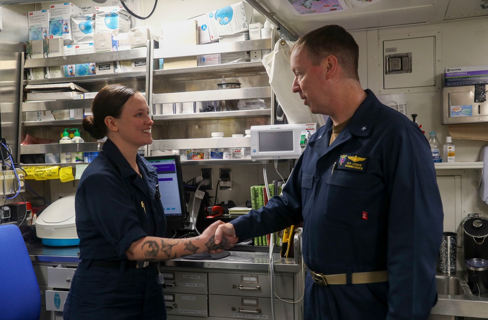 Rear Adm. Kevin Lenox visits USS Gridley