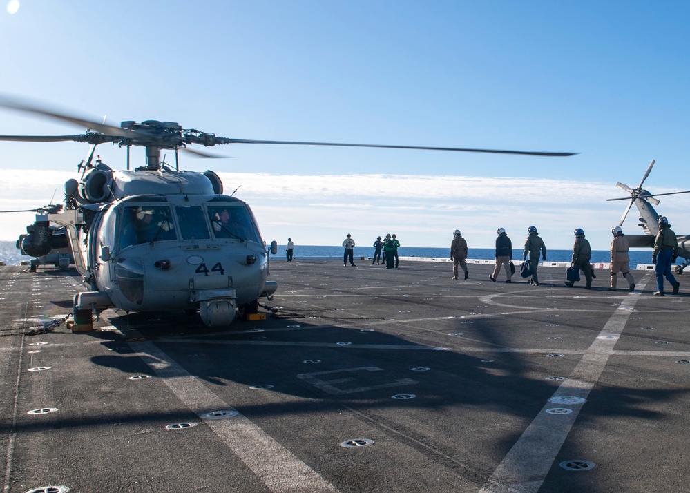 Embarked Media Boards MH-60S aboard USS Portland