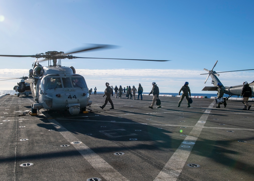 Embarked Media Boards MH-60S aboard USS Portland