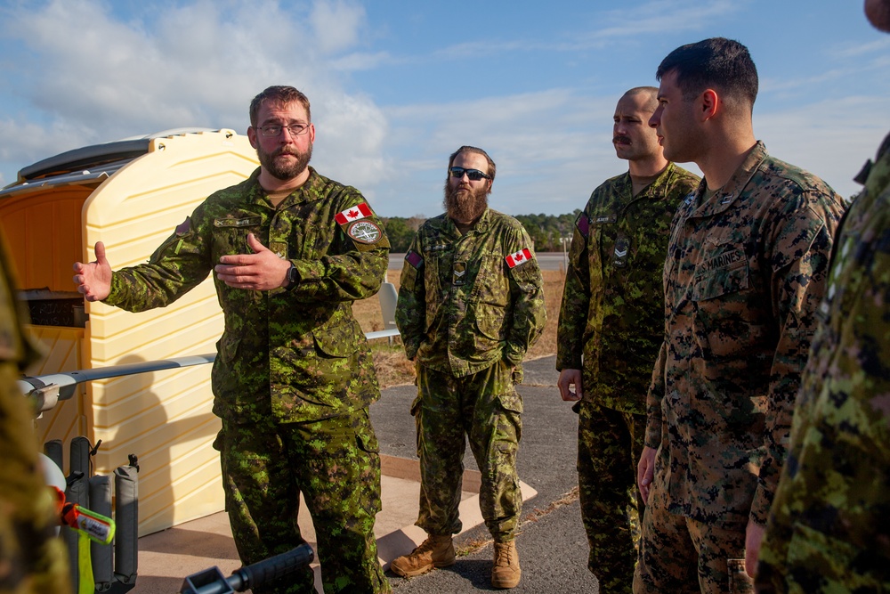 U.S. Marines work with the Canadian Army