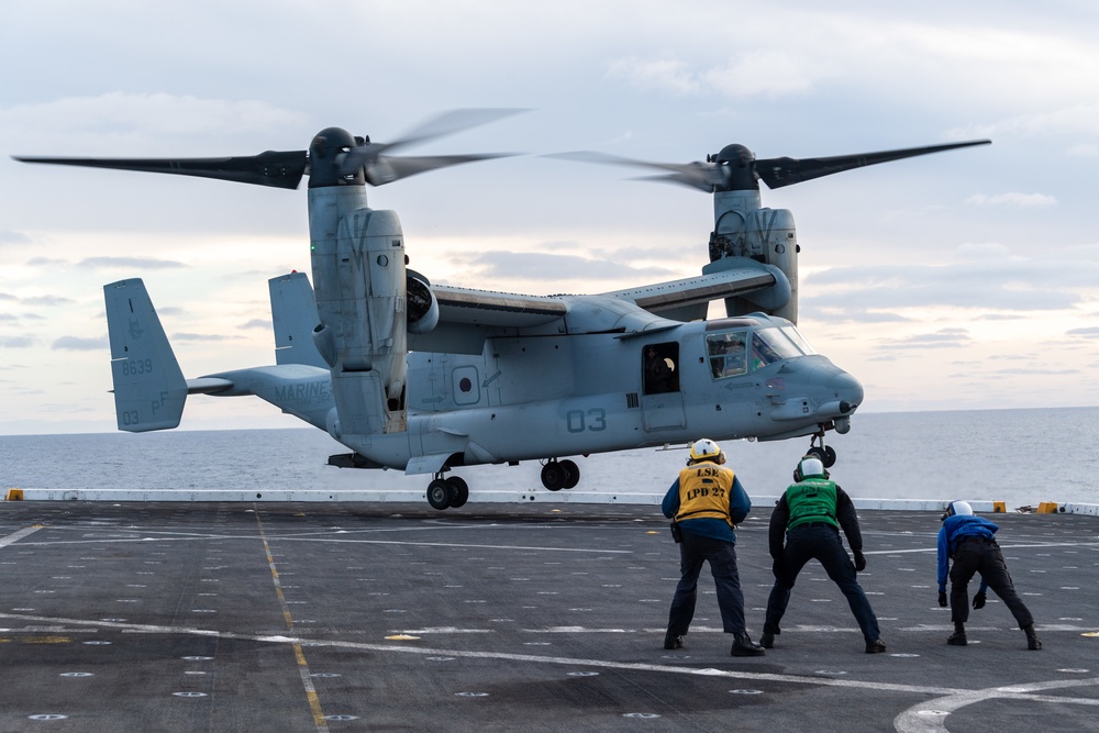 MV-22B Osprey Lands Aboard USS Portland