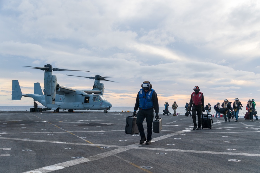 Media Arrive aboard USS Portland for NASA Artemis I Orion Spacecraft Recovery