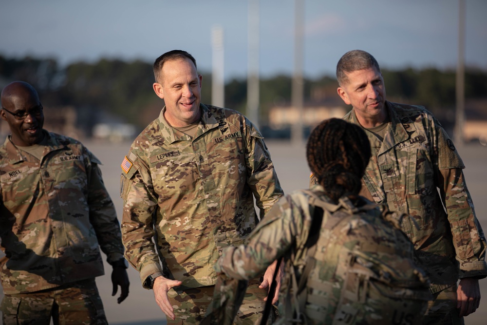 CSM Adam T. Lepley Welcomes 330th Movement Control Battalion Home