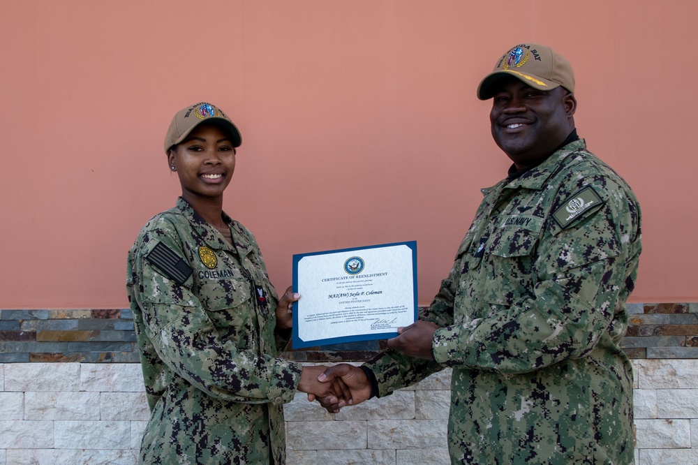 Master-at-Arms 2nd Class Jayla Coleman Reenlistment Ceremony at NSA Souda Bay