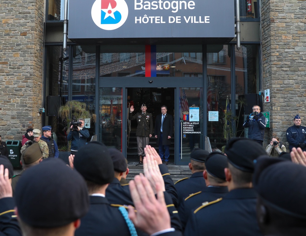 101st Airborne Division reenlistment in Bastogne.