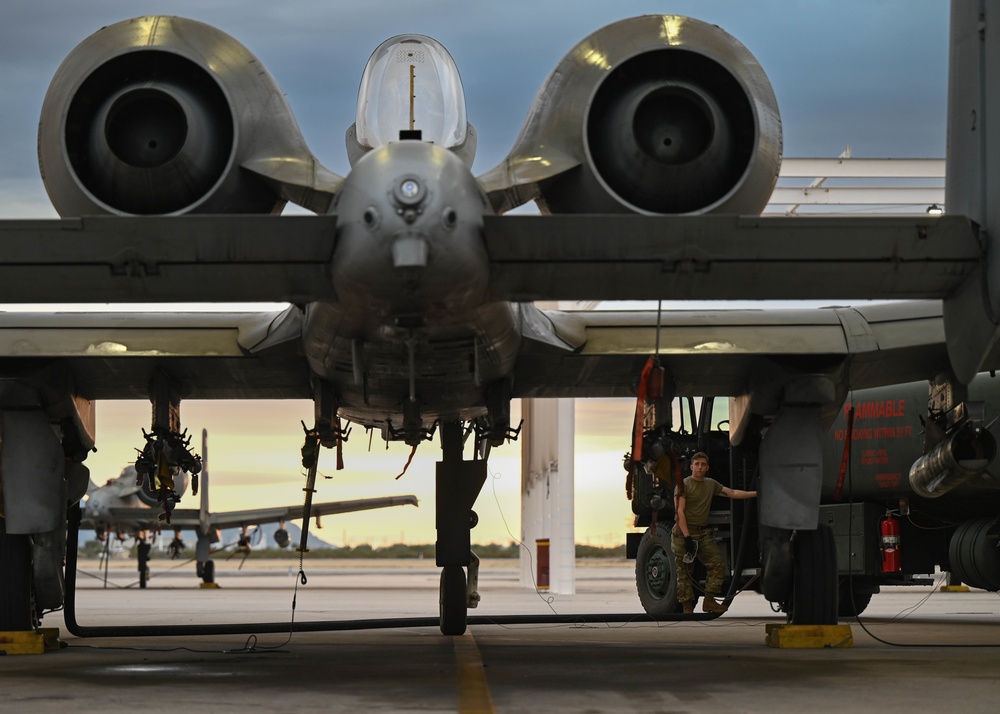 Always ready; A-10 maintenance at sunset