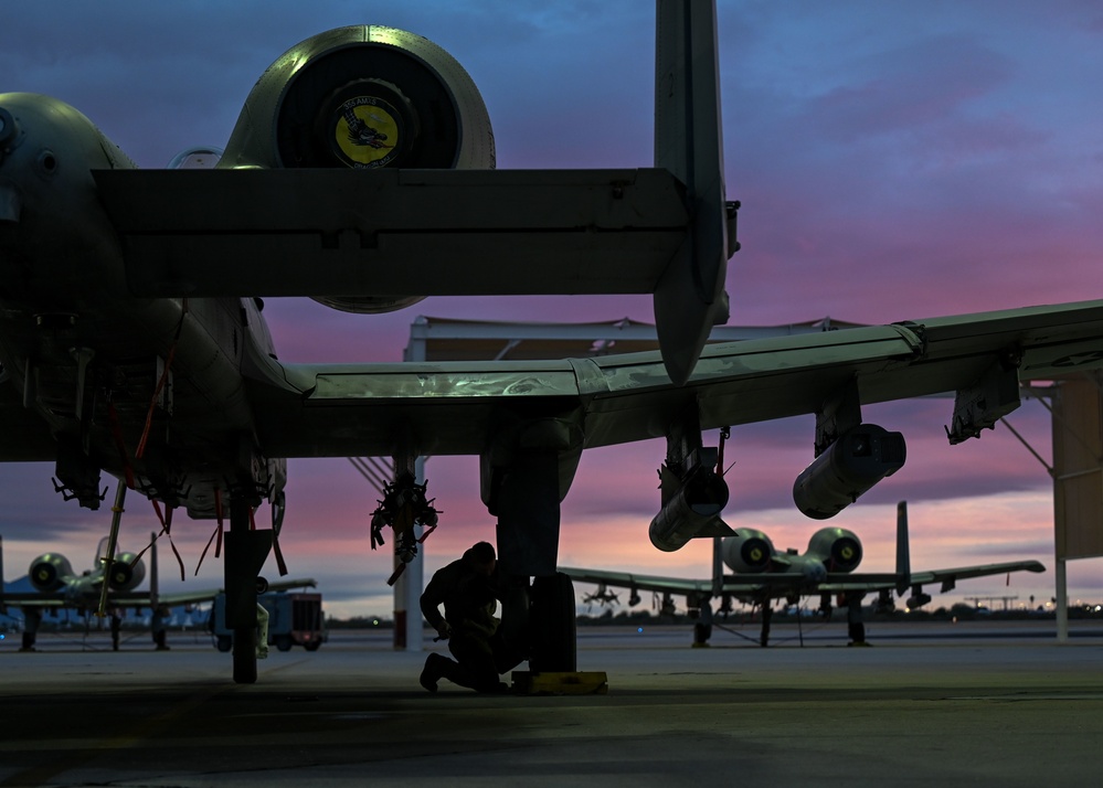 Always ready; A-10 maintenance at sunset