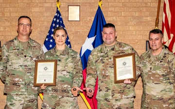 Texas Counterdrug awards Bullseye coin to two special task force members