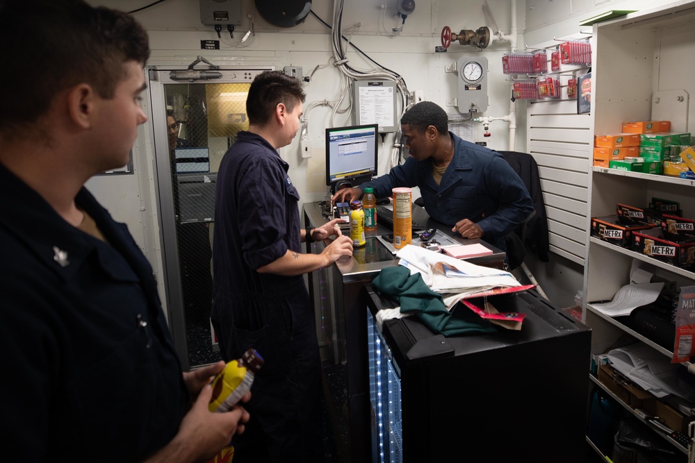 Sailors shop at USS Chung-Hoon ship store