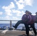 U.S. Navy Sailors participate in flight deck damage control training drills aboard USS Chung-Hoon