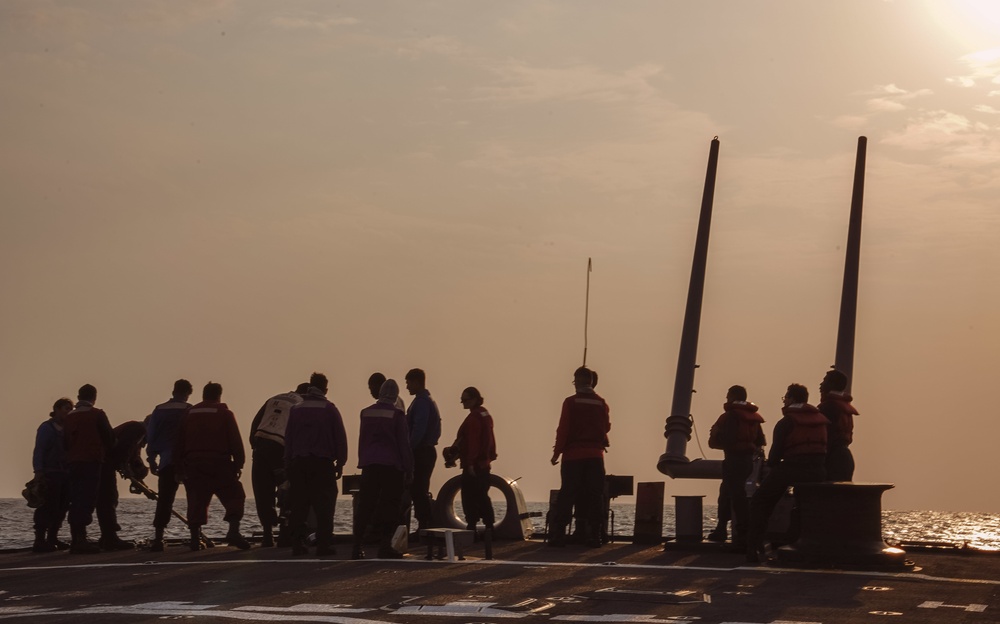 USS The Sullivans conduct flight operations