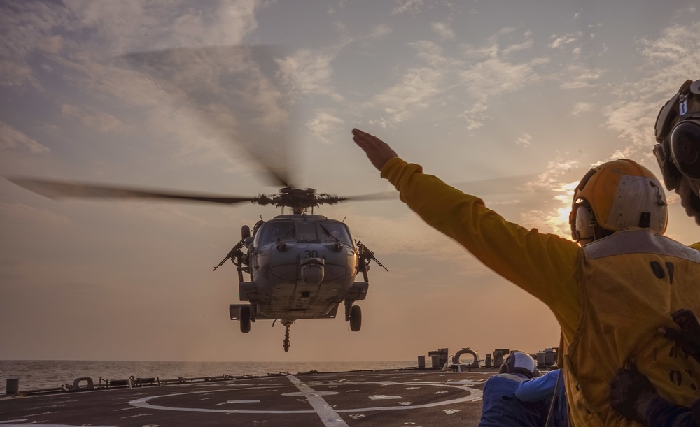 USS The Sullivans conduct flight operations