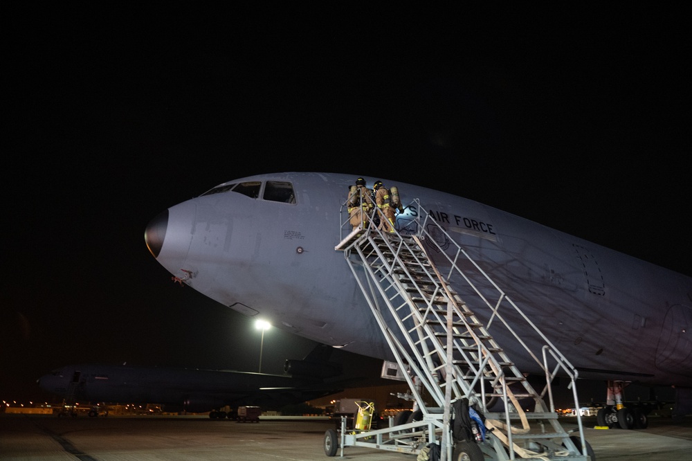 PSAB Fire Conducts KC-10 Emergency Response Training Exercise