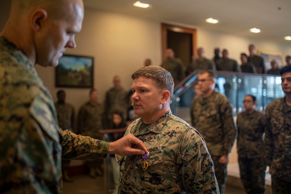 Gunnery Sgt. Louis Nokes awarded the Purple Heart