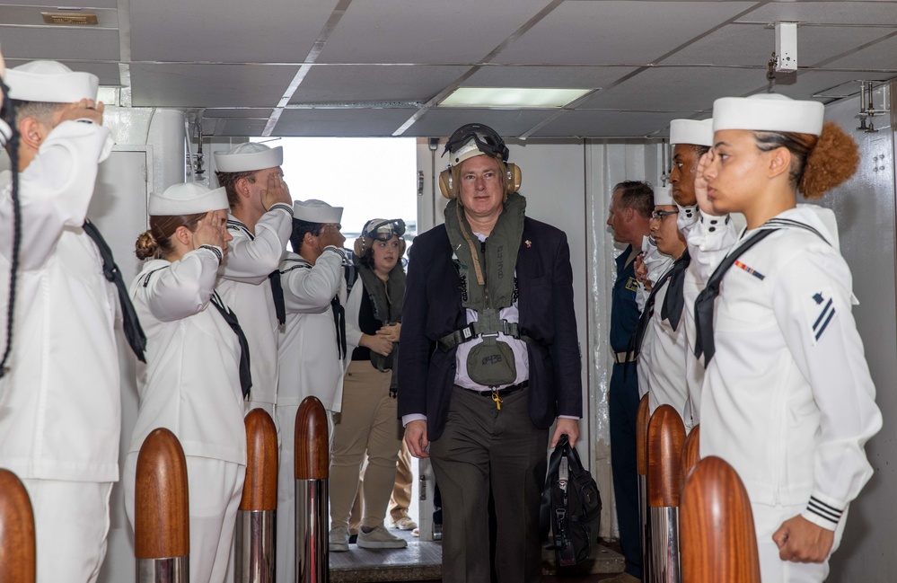 Daniel P. Erikson, deputy assistant, Secretary of Defense for the Western Hemisphere at the U.S. Department of Defense, takes a tour of USNS Comfort during Continuing Promise 2022, in Jeremie, Haiti