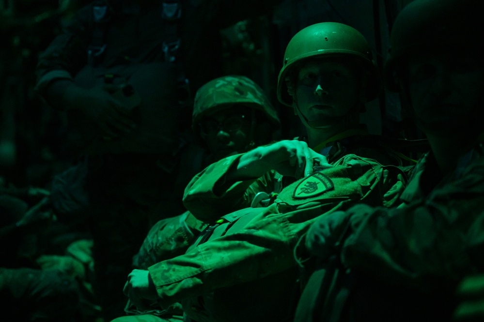 U.S. and German troops jump together