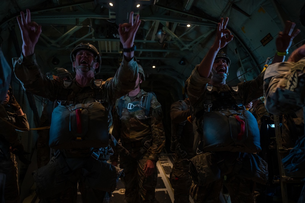 U.S. and German troops jump together