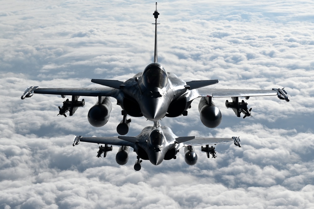 U.S. Air Force, French Navy Charles de Gaulle Carrier Strike Group aircraft conduct interoperability exercise