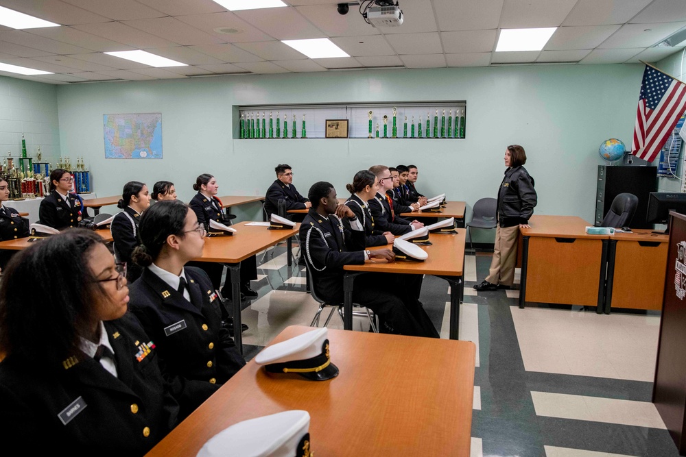 NSTC Commander Visits East Aurora HS NJROTC