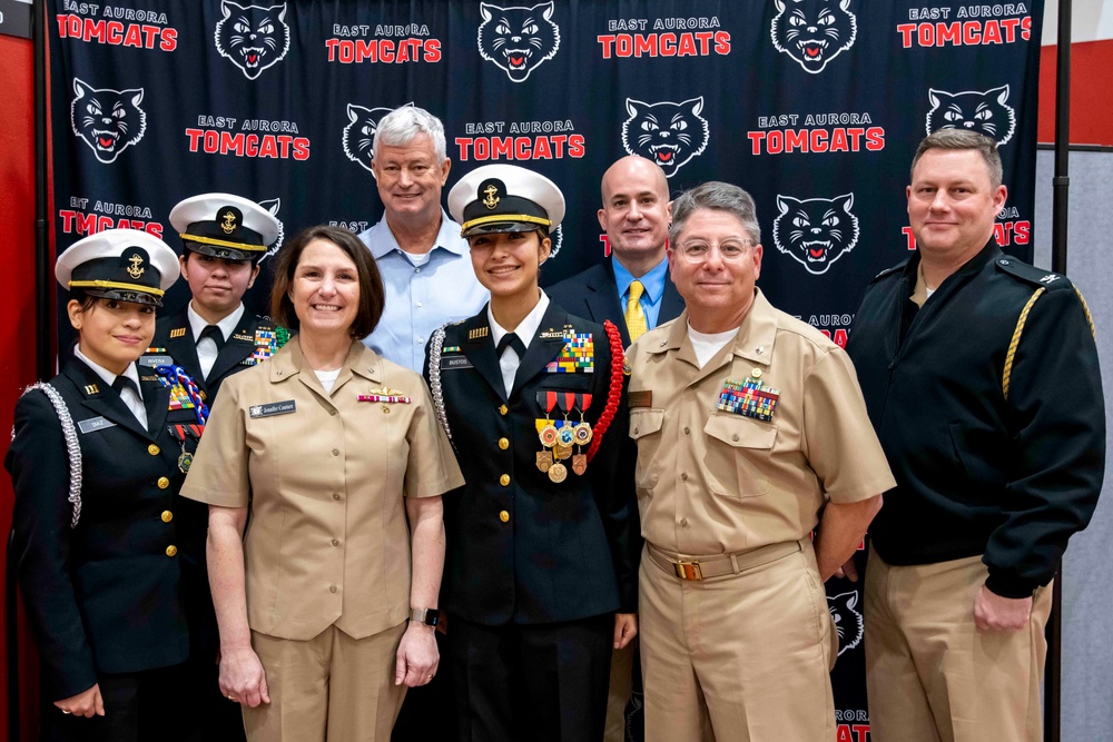 NSTC Commander Visits East Aurora HS NJROTC