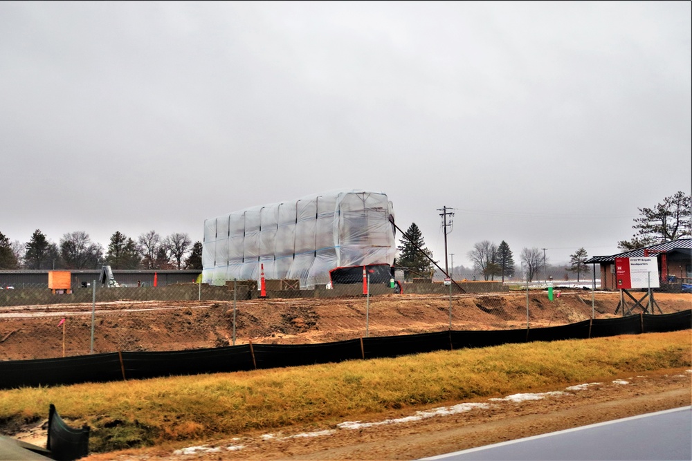 Construction operations continue in December 2022 on $11.96 million transient training brigade headquarters at Fort McCoy