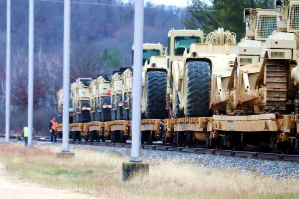 411th Engineer Company equipment deployment by rail movements at Fort McCoy