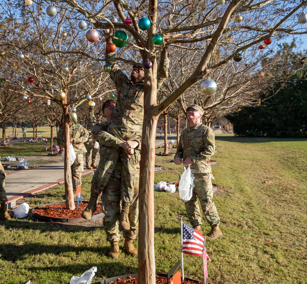 Decoration of Wreaths for Warriors Walk