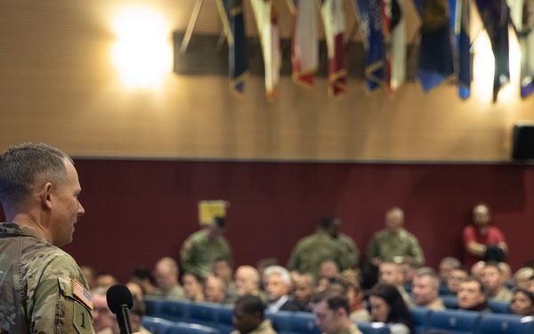 Maj. Gen. Todd R. Wasmund and Command Sgt. Maj. Reese Teakell  Host SETAF-AF All Hands