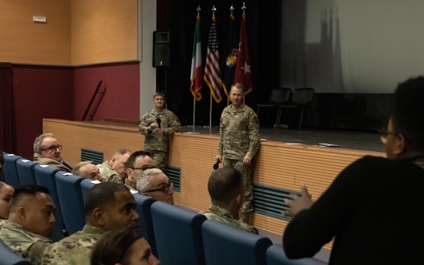 Maj. Gen. Todd R. Wasmund and Command Sgt. Maj. Reese Teakell host SETAF-AF All Hands