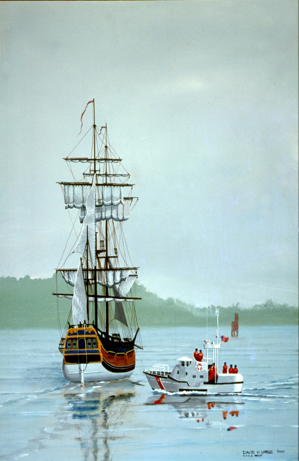 US Coast Guard Art Program 2002 Collection, Ob ID # 200229, &quot;Op Sail Oregon, July 4, 1999,&quot; David H. Large (29 of 32)