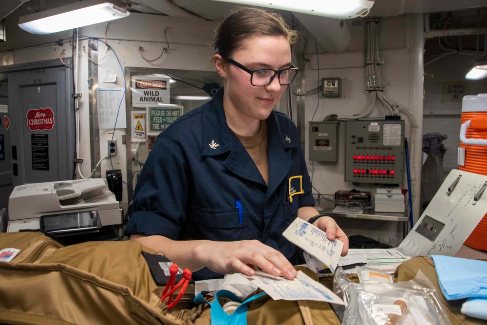 U.S. Navy Sailor Inventories Medical Bag