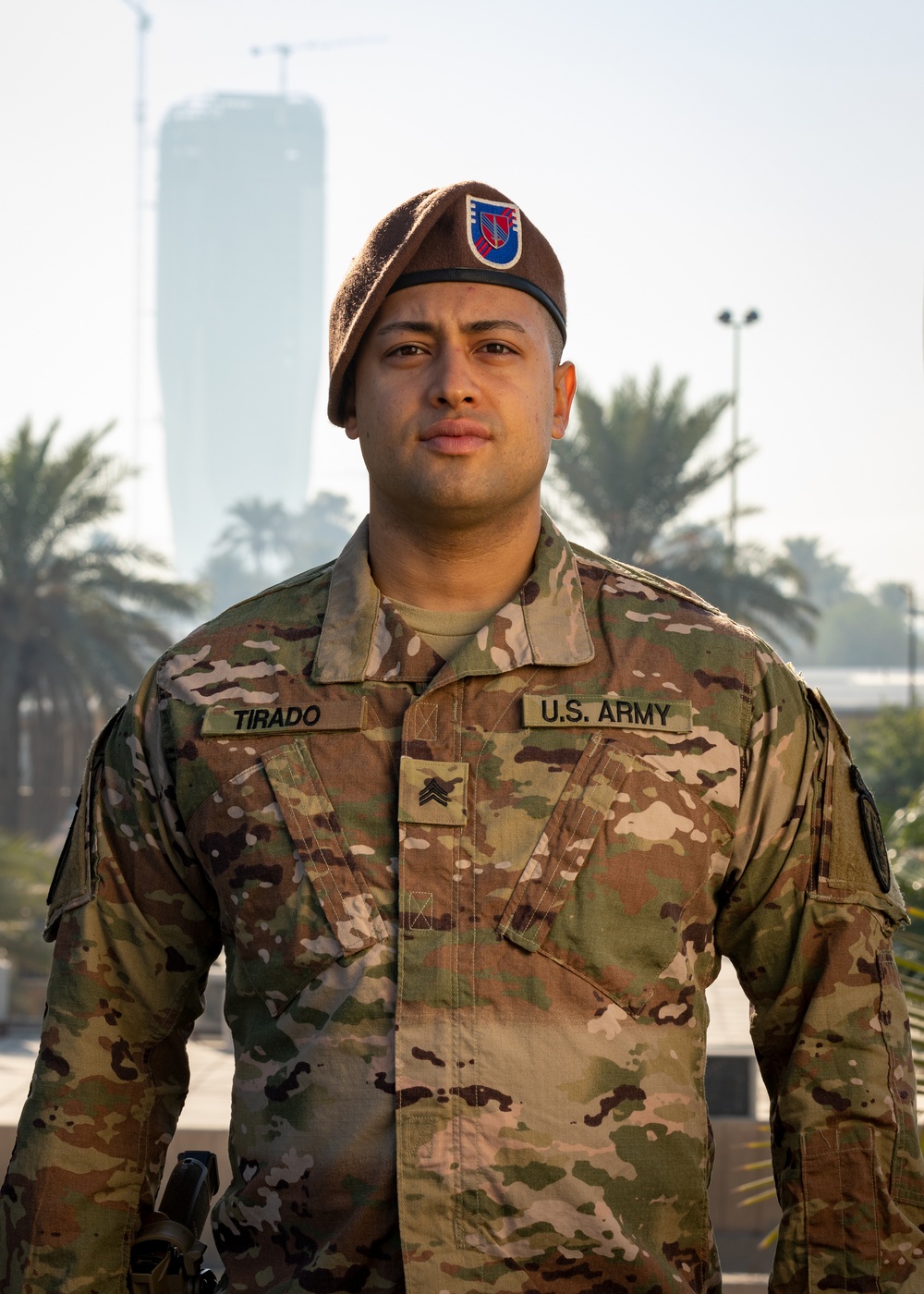 Portrait of Sgt. Jorge Tirado, 3rd Security Force Assistance Brigade, supporting CJTF-OIR