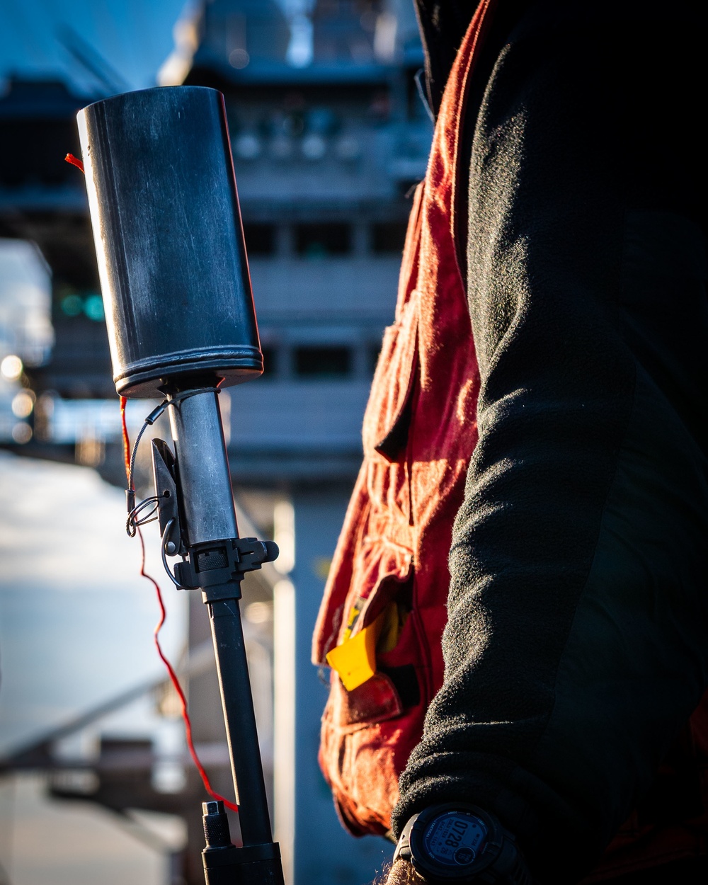 Sailor Prepares to Fire a Shot Line During a Replenishment at Sea