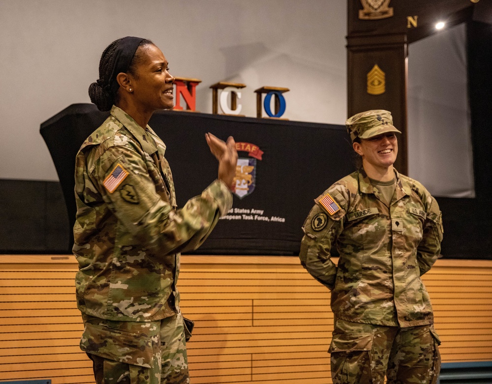 Spc. Lunde Gets Promoted to Cpl. on Caserma Ederle